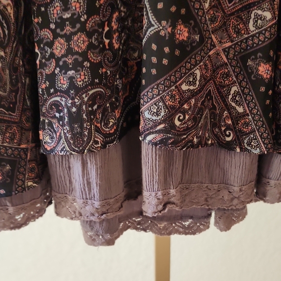 Free People Black and Pink Paisley Long Sleeve Dress - Picture 6 of 6